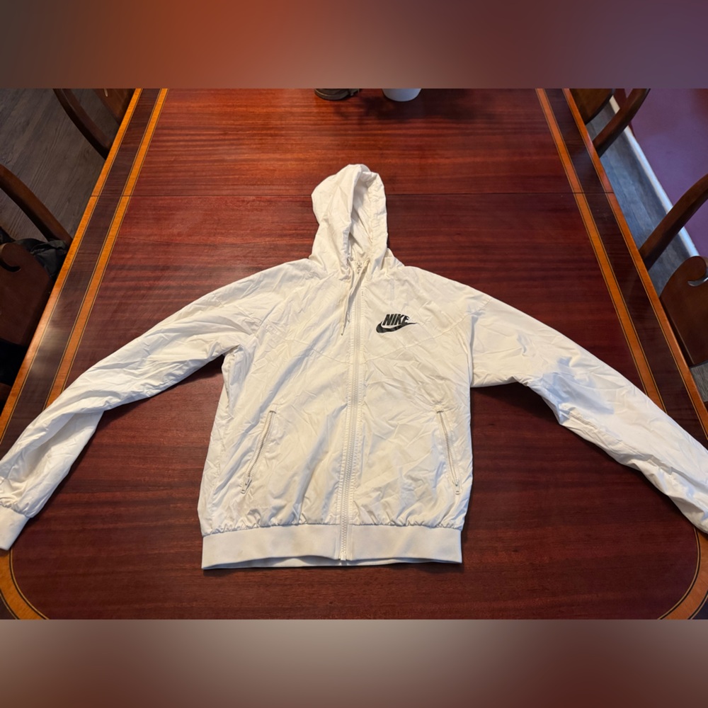 Nike White Hooded Wind Breaker Hoodie